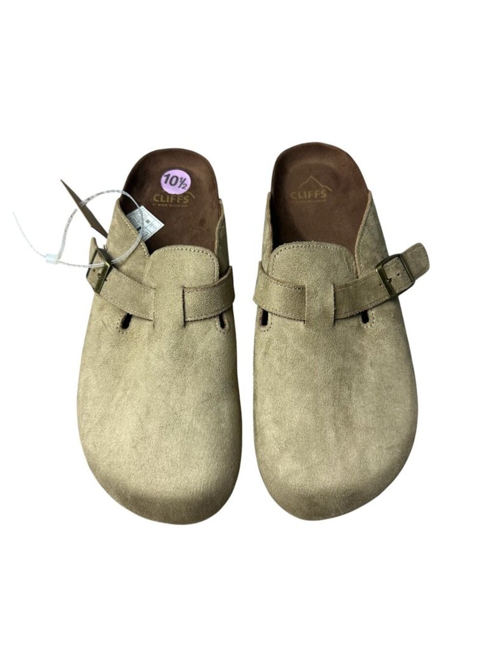 Cliffs by White Mountain Men’s Beige Suede Clog Slippers Buckle Strap Size 10.5